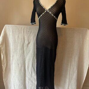 ***SOLD***Vintage Betsey Johnson New York Swiss Dot Mesh Maxi Dress